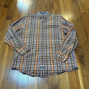 Izod Men's Tartan Plaid Long Sleeve Button-Down Shirt Size M